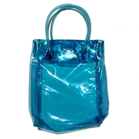 Rimmel London Turquoise Blue Transparent Makeup Cosmetic Bag Purse Toiletry Tote - Picture 4 of 11